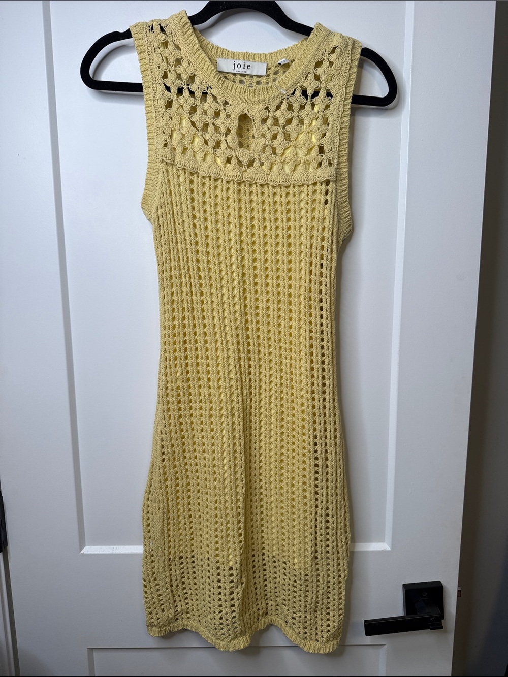 Joie Pale Vintage/ Butterโ Yellow Crochet Sleeveless Knit Dress - sample
